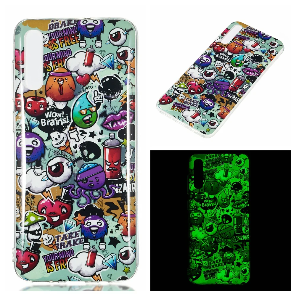 Luminous Phone Case For Samsung A20 A30 A40 A50 A70 M10 M20 M30 Protective Soft TPU Silicone Coque caso Global Back Cover etui |