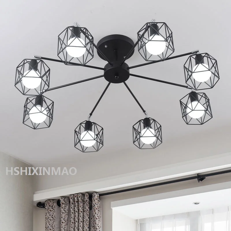 Винтажный черный или белый Железный потолочный светильник кантри Крытый