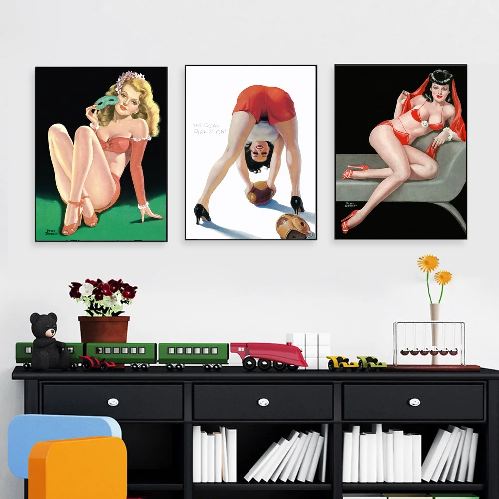 

Retro Vintage Sexy Girl Women Wall Art Paint Wall Decor Canvas Prints Canvas Art Poster Oil Paintings No Frame