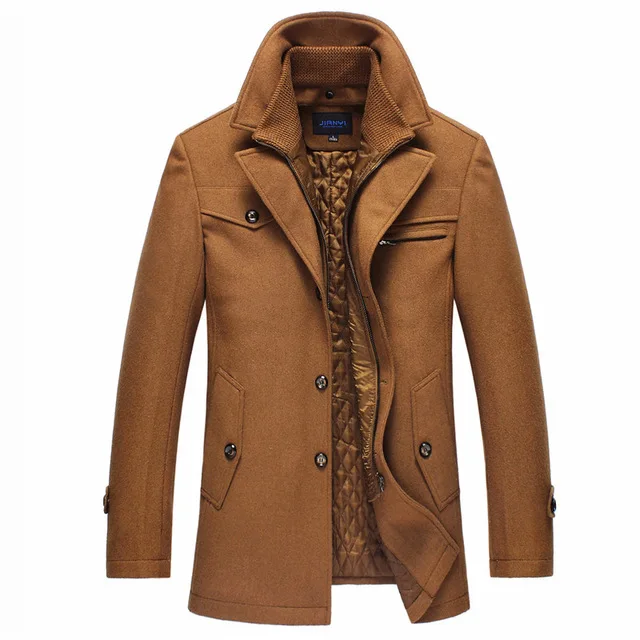 Camel Men Army Military Jacket Male Winter Warm Thicken Woolen Coat Mens Autumn Casual Long Trench Plus Siz 5XL Jaqueta Masculina - Color: Camel