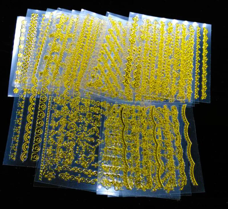 

MAFANAILS 30Sheet/Lot Gold Metal 3D Nail Sticker Decals Chain Wave Lines Multi-size Manicure Adhesive-Self Transfer Sticker DIY