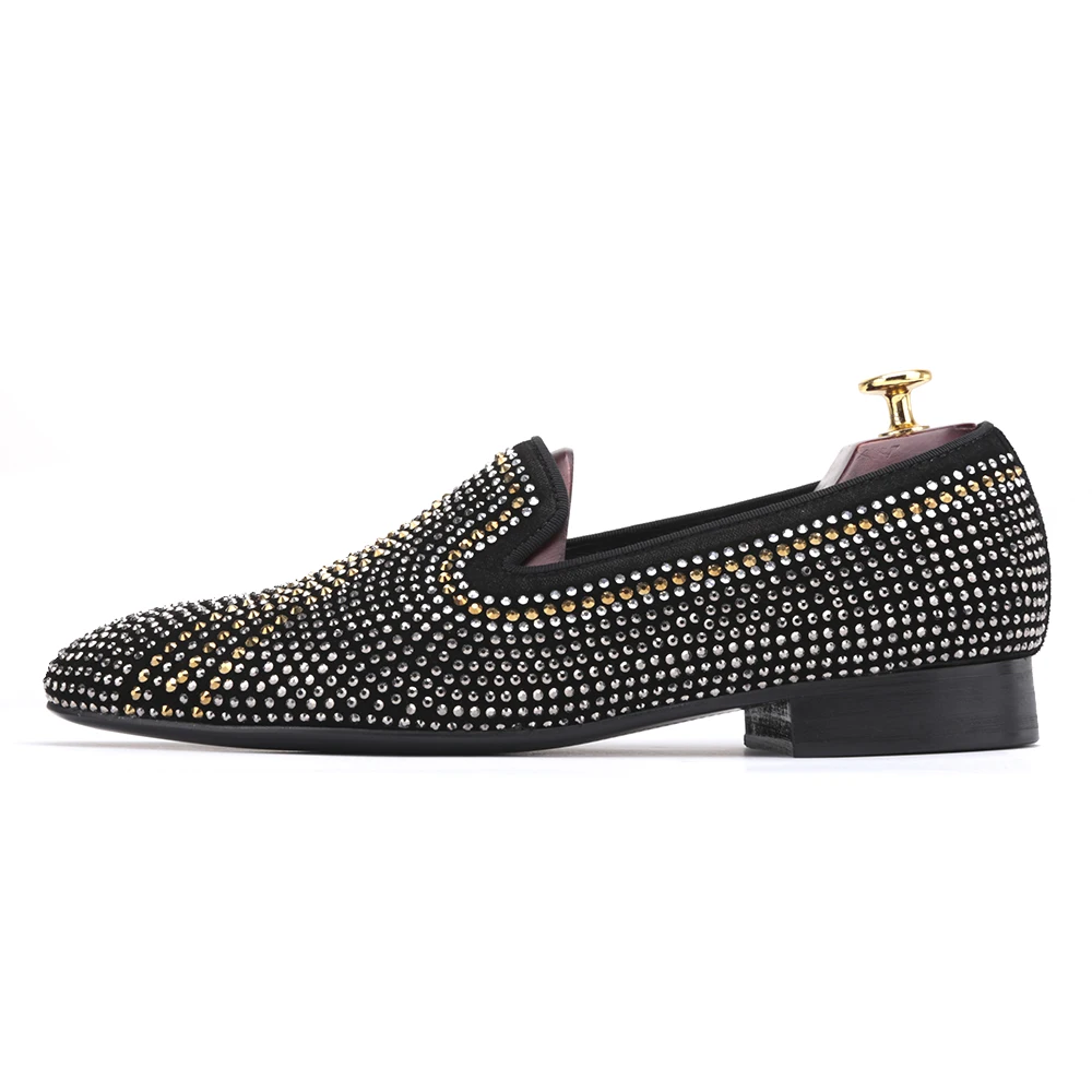 Piergitar New Handmade mixed color rhinestone men suede loafers Luxury brands same style party and wedding shoes men's flats | Обувь