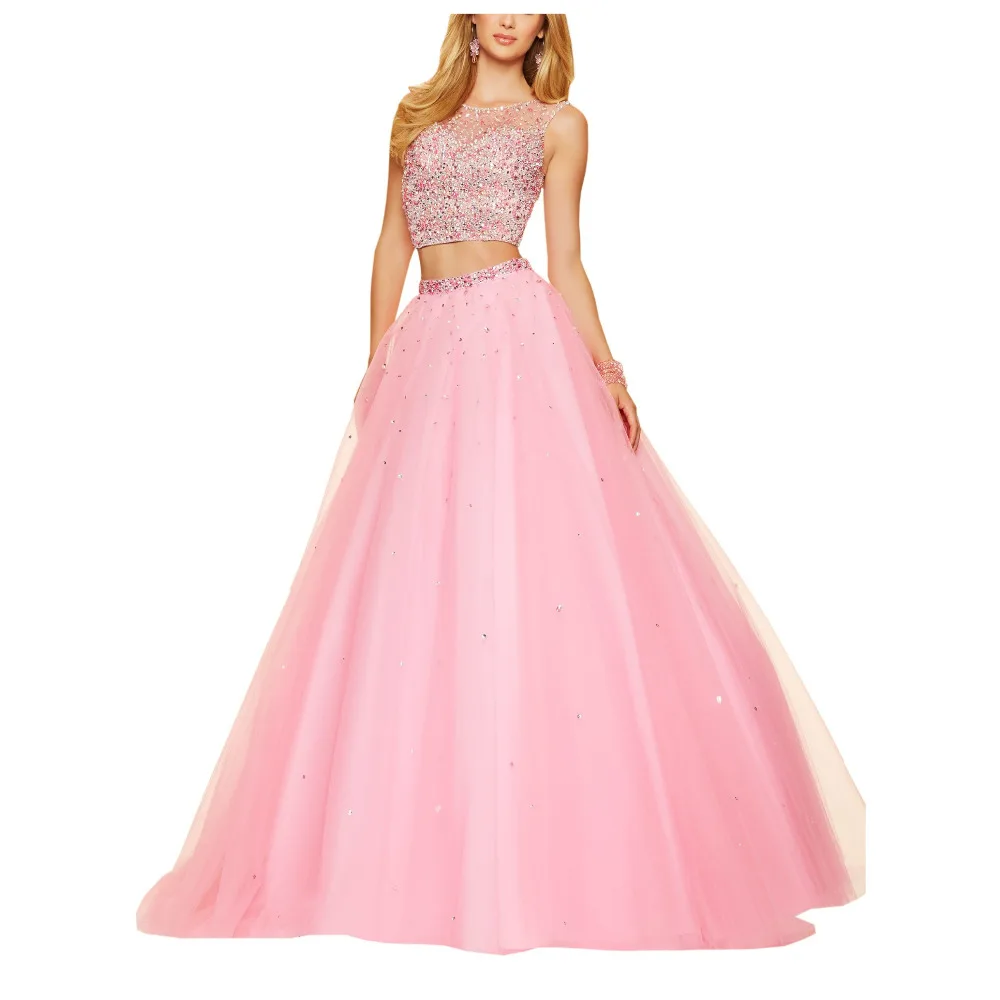 Кристаллы белого двух частей дешевые пром dress длинные полые назад a line тюль