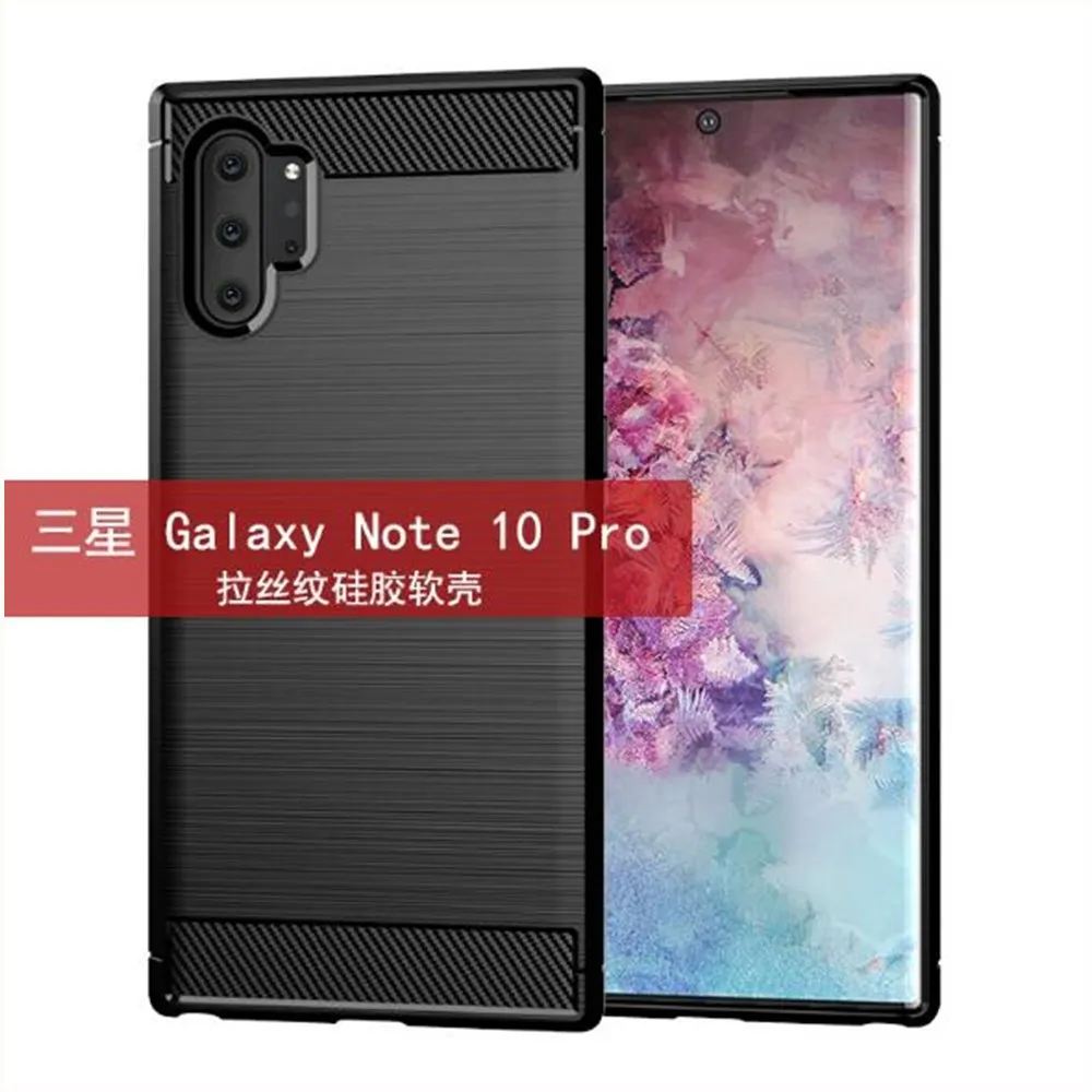Carbon Fiber Cover For Samsung Galaxy Note 10 Pro Case Rubber Silicone Phone Cases Note10 Back | Мобильные телефоны и