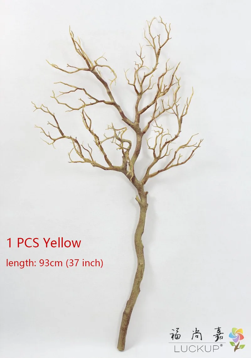 Yellow 93cm 1 шт. высота 70 см или 90 см Искусственный зеленый синий белый пластик маленькое дерево высушенная ветка растение дома свадебное украшение подарок F322 - Цвет: Yellow 93cm