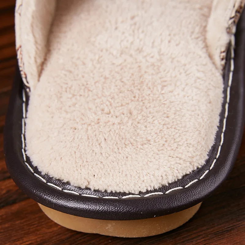 ST SUPER TRADE Genuine Leather Women Soft Soles Non-slip Home Slippers Winter Men Casual Plush Flat Heel Slip On Slides Shoes | Обувь