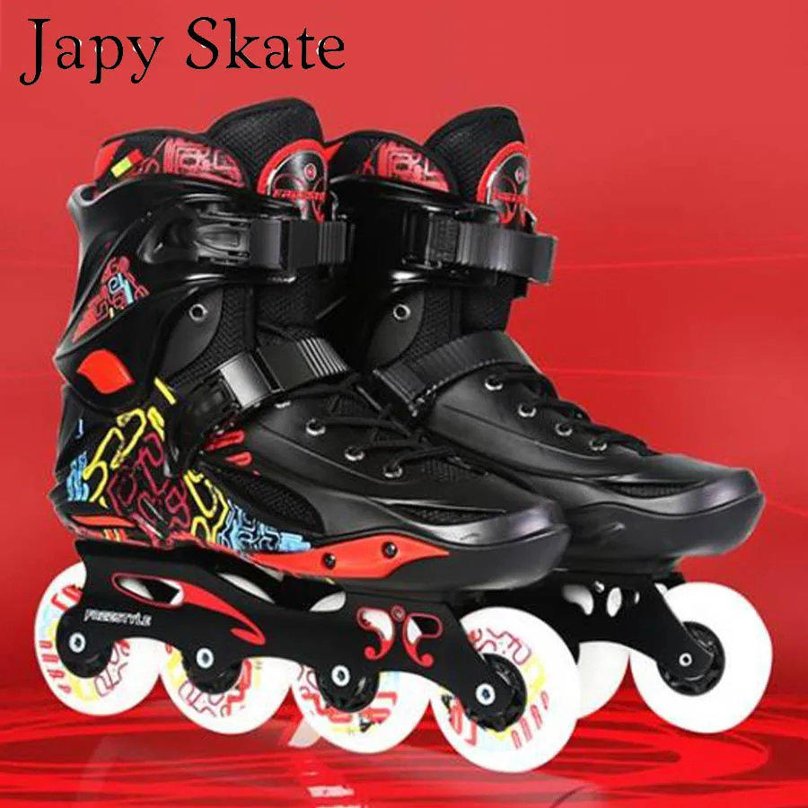 Japy Skate Фристайл Lost Профессиональный Инлайн ролики для слалома взрослых роликовые коньки обуви скольжения бесплатно катание Patines - Цвет: Черный
