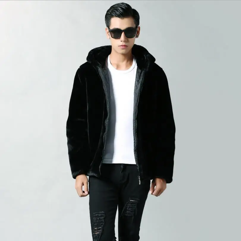 

Korean Version Hooded Casual Men's Autumn And Winter Large Size Loose Plus Cotton Jacket Black Zipper Pocket Casual Coat / S-3xl