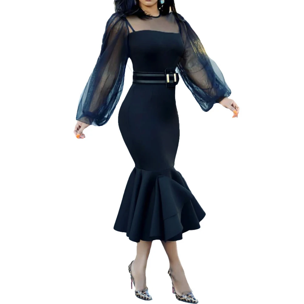 2019 плюс размер женское элегантное с круглым вырезом Сетчатое длинным рукавом