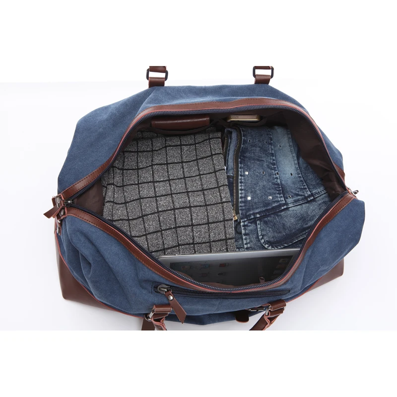 Холщовые мужские дорожные сумки большой вместимости кожаные багажные для