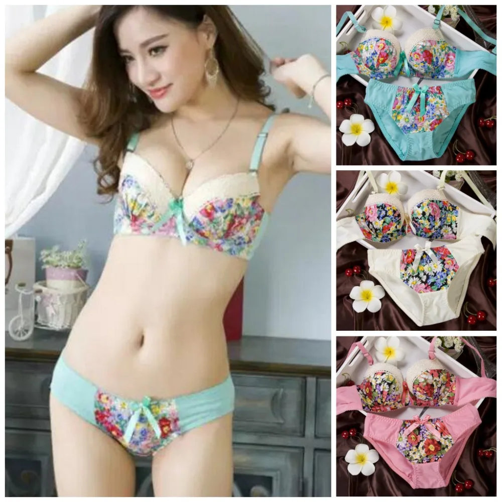 Женский кружевной бюстгальтер с цветочным принтом Привлекательный пуш ап