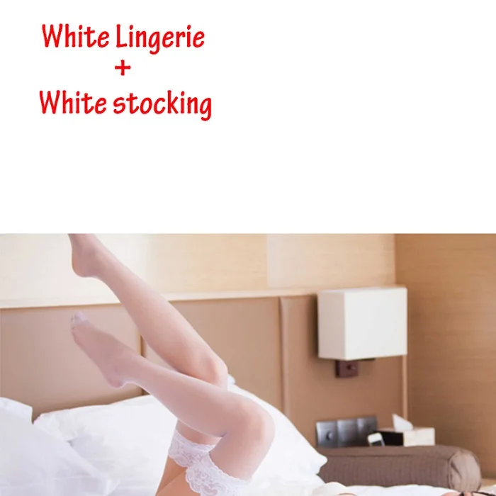 White With Socks Сексуальное эротическое женское нижнее белье, сексуальная ночная рубашка, кружевные костюмы, нижнее белье, женское нижнее белье - Цвет: White With Socks