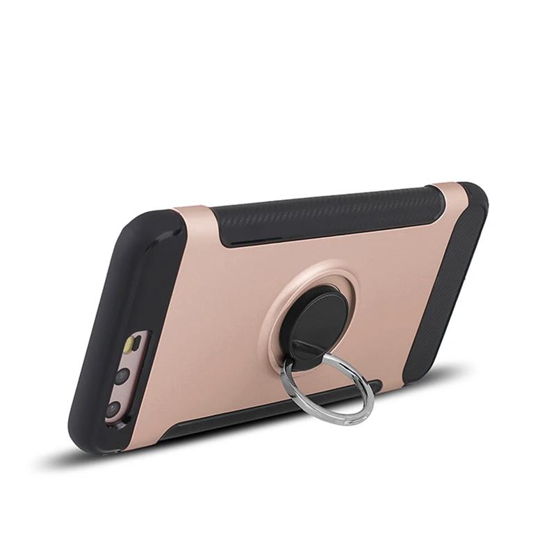 Dual Layer Car Magnet Armor Case For Huawei P10 Shockproof Cover Ring Stand 360 Rotating |