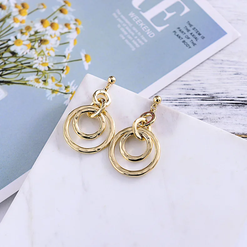 Брендовые модные Висячие Серьги Геометрические круглые круги висячие серьги из