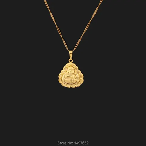 Кулон и ожерелье хорошего качества золотого цвета, религиозные украшения Будды для женщин, мужчин, девочек и детей