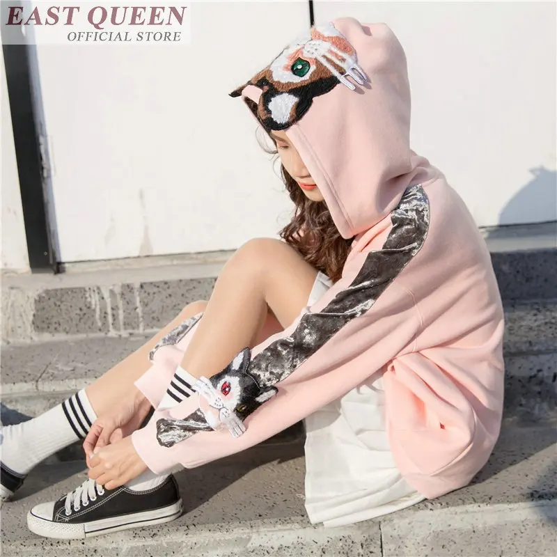 Толстовки с ушками толстовки для женщин 2018 корейский стиль Толстовка harajuku kawaii