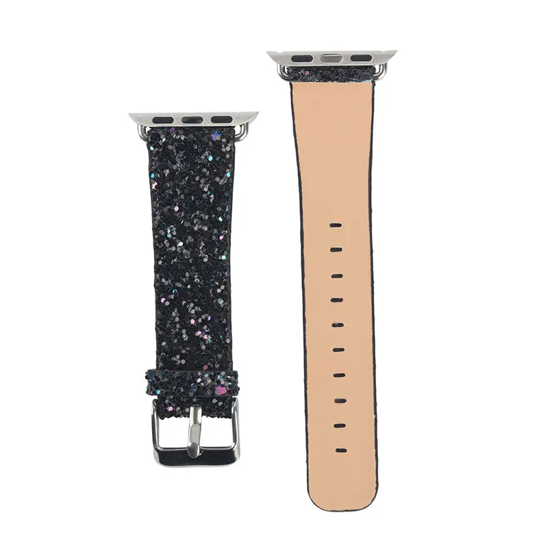 Блестящий кожаный ремешок для Apple Watch band 4 44 мм 40 шикарный роскошный браслет iwatch 3 2 1