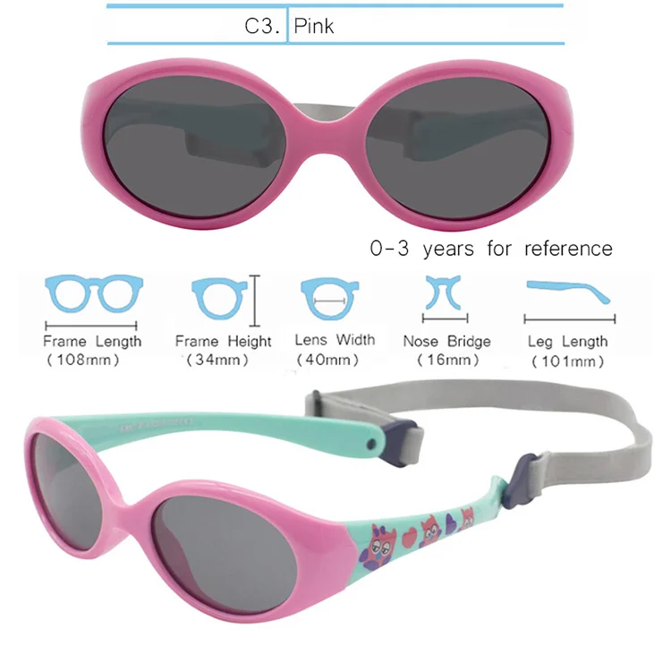 Pink-Small IVSTA 0-3 детские солнцезащитные очки дети 4-8 с ремешком солнцезащитные очки для детей Девочки Мальчики гибкие силиконовые TR90 резиновые поляризованные UV400 - Цвет линз: Pink-Small