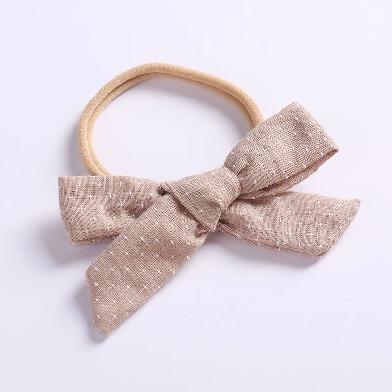 Style C-Light Khaki Тканевые повязки на голову с бантом или заколки для волос, Весенняя Цветочная повязка на голову с бантом, Школьные Аксессуары для волос для девочек - Цвет: Style C-Light Khaki