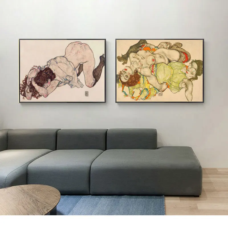 Эскиз фигуры Egon Schiele рисунок на холсте постер настенные картины для гостиной