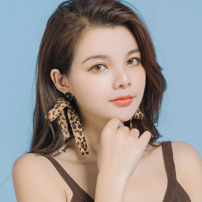 Женские серьги с леопардовым принтом осенне-зимние модели темпераментом 2019 |