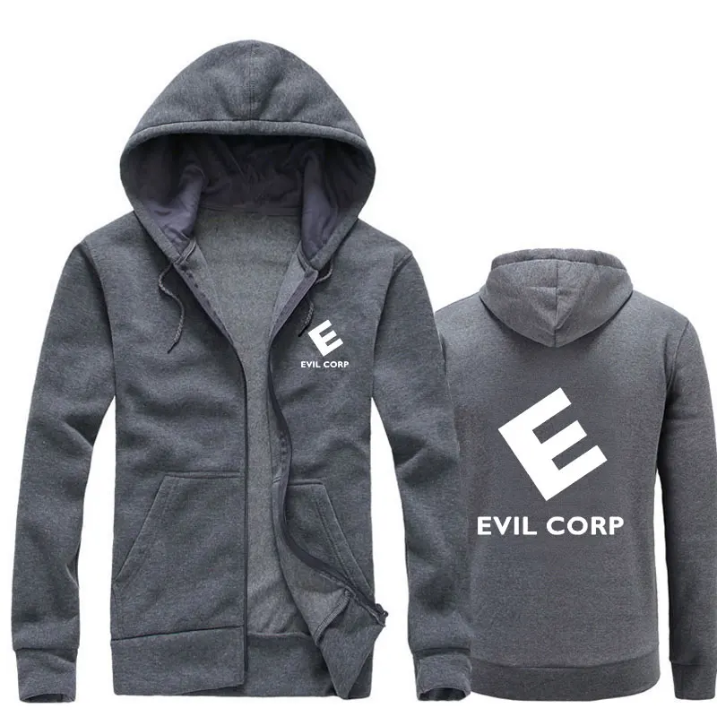 Осень Зима ТВ шоу mr robot evil corp. толстовки с капюшоном Повседневная одежда Черный Серый модная новинка Классическая Толстовка с капюшоном