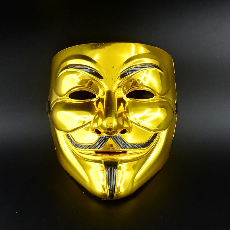 5 шт./лот Золотая анонимная Маска Гая Фокса костюм V для Вендетта маска|gold metal|gold