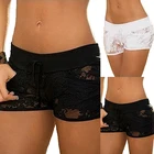 Сексуальные женские кружевные прозрачные однотонные летние Клубные брюки с низкой посадкой