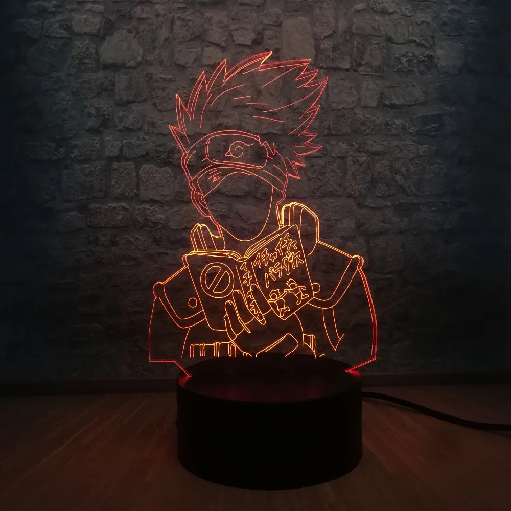 Рисунок, аниме, Наруто Хатаке Какаши 3D светодиодный Gradient Night Light Батарея питание комната подростка Декор дети творческий подарок на день рождения Рождество