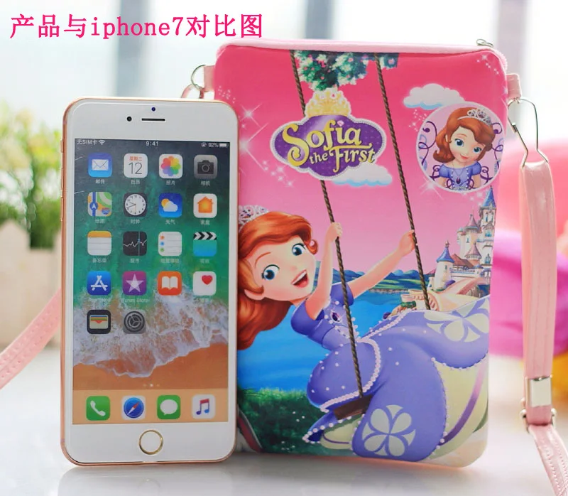 Disney Pu мультфильм милый Эльза Анна плюшевый кошелек девушка вертикальная сумка для еды двойная сумка через плечо на молнии мобильный телефон сумка замороженная
