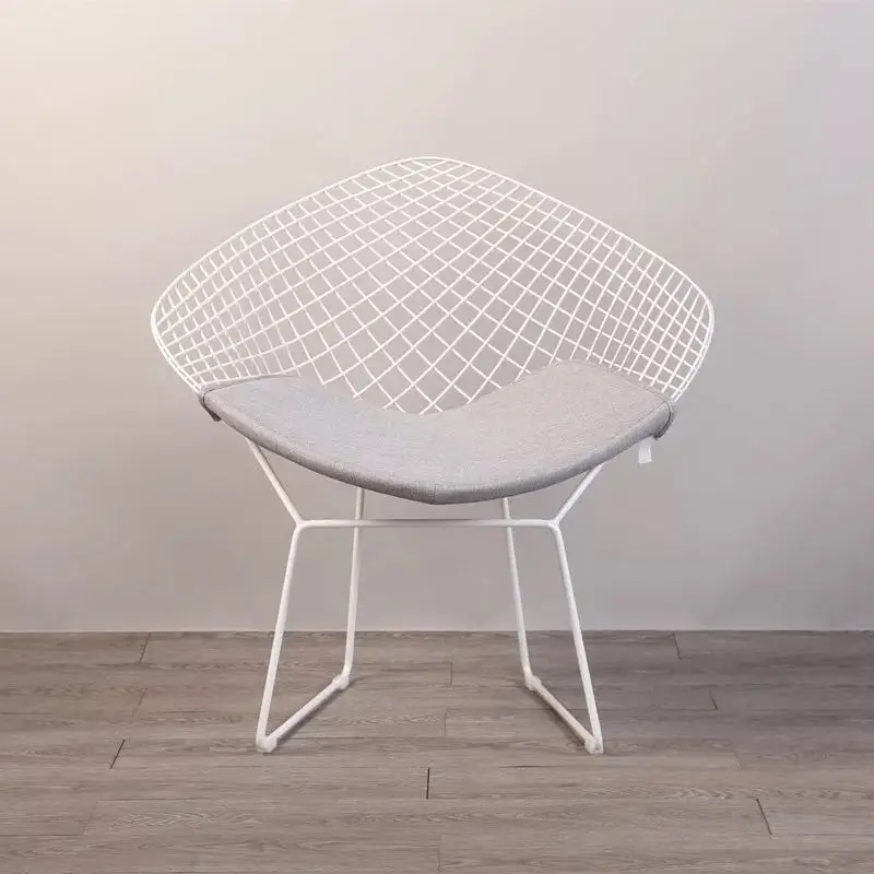 white and grey pad U-BEST Гарри бертойя ромбовидная проволока стул современный досуг металлический обеденный Реплика сетка бертойя ромбовидный стул - Цвет: white and grey pad
