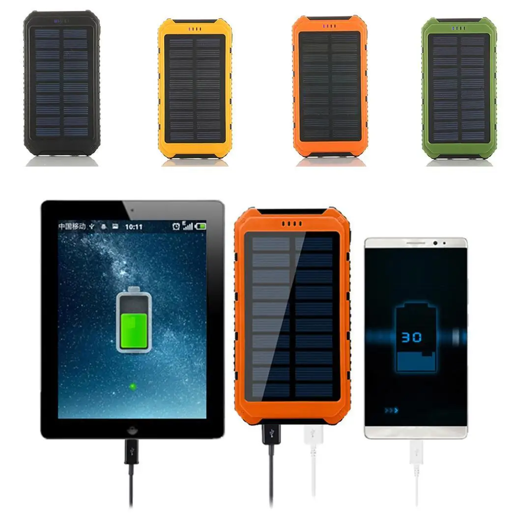 10000 мАч Солнечный внешний аккумулятор Двойной USB портативный быстрая зарядка