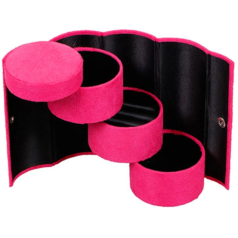 Портативный 3 уровневый цилиндрический Чехол органайзер для ювелирных