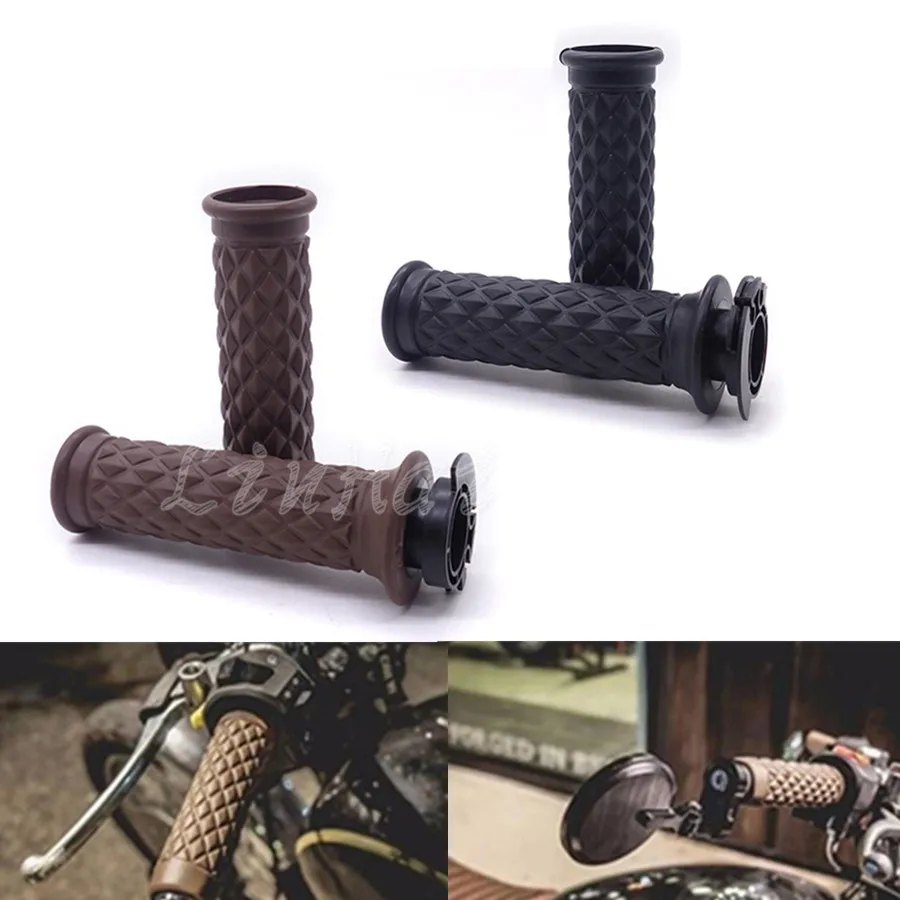 Руль 7/8 дюйма с рукояткой открытым концом для Honda Suzuki Kawasaki Triumph Royal Enfield Cafe Racer Bobber на
