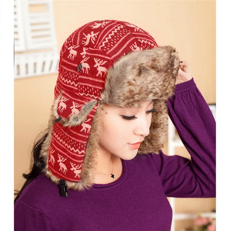 2018 зимние русские Стиль искусственного меха ушанке бомбардировщик Шапки шапки