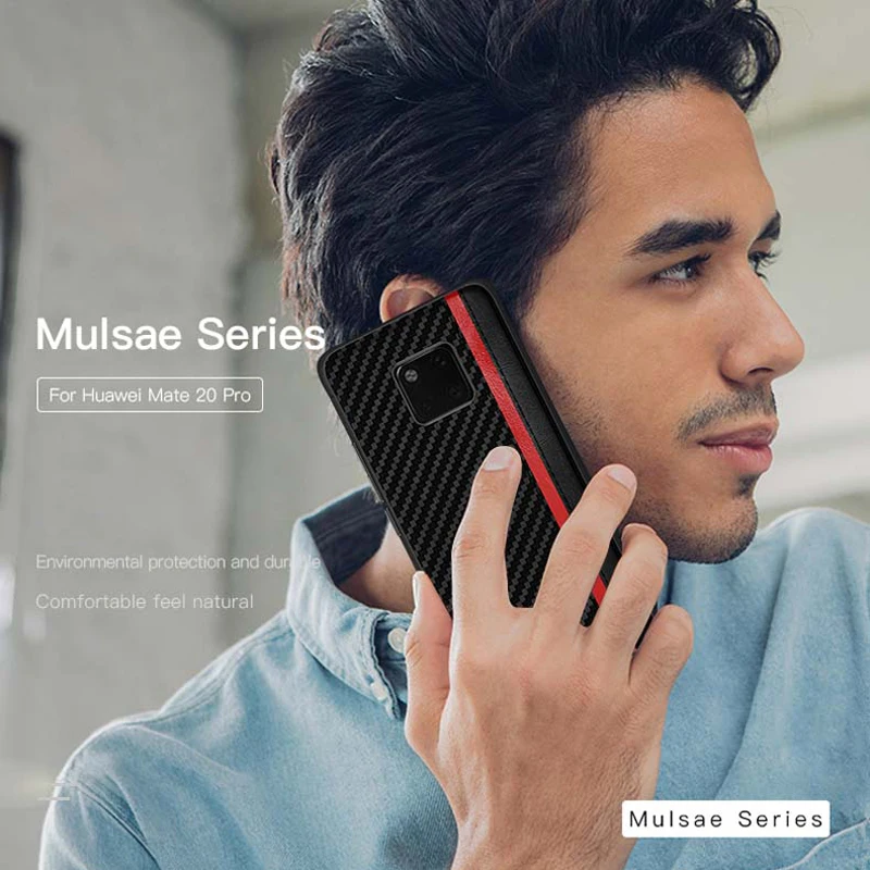Кожаный чехол для Huawei Mate 20 Pro оригинальный защитный из углеродного волокна Vpower