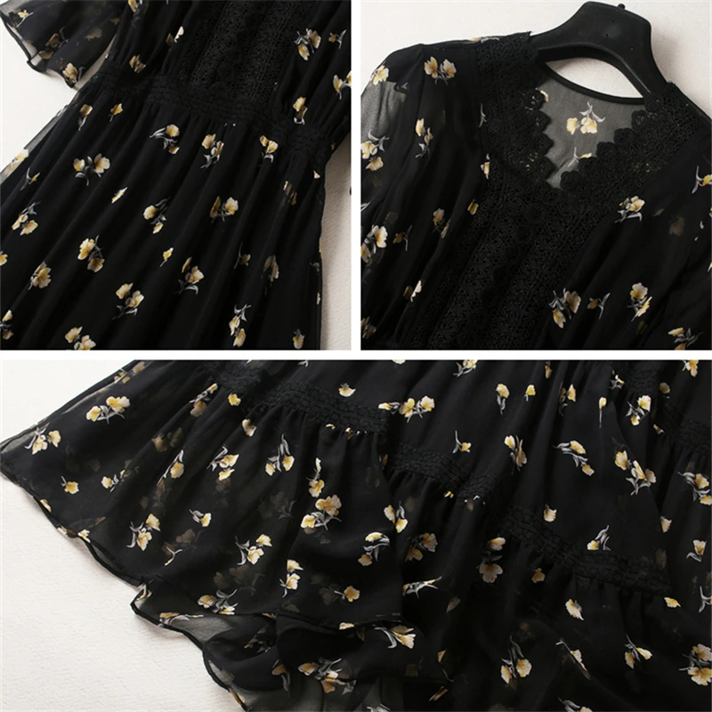 Модное женское шифоновое платье больших размеров весна-лето 2019 Новые Вечерние