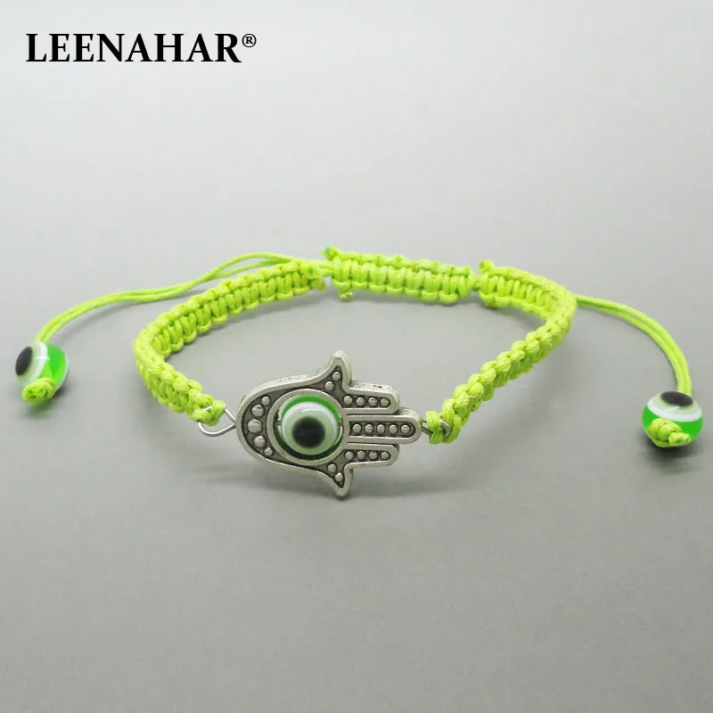 15 шт. разных цветов Ручной Работы Строки Плетеные Хамса Браслеты Каббала Лаки