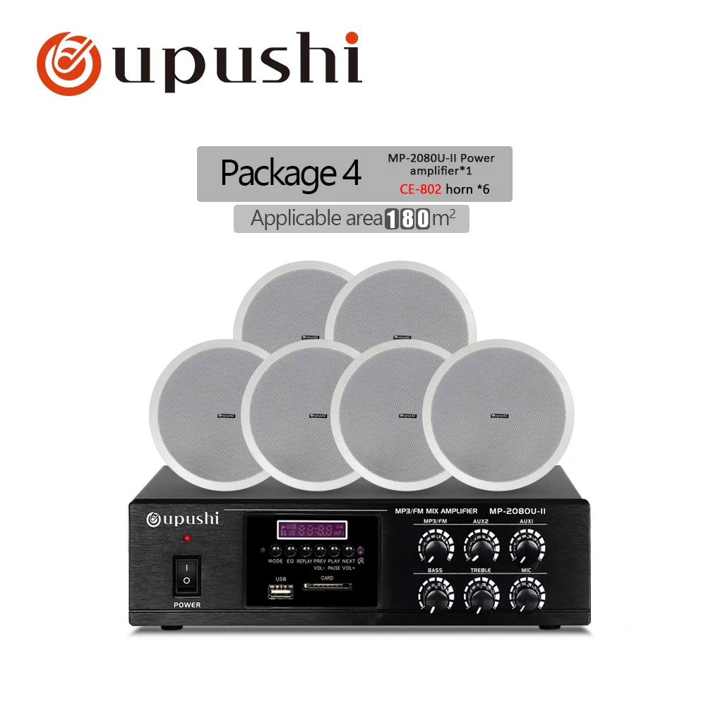 package 4 80 Вт Bluetooth pa Усилитель подключения 10 Вт в потолочной акустической системе общего адреса с bluetooth, USB, SD crad, пульт дистанционного управления - Цвет: package 4