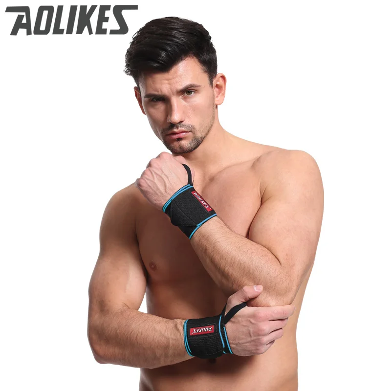 AOLIKES 2 шт./партия, спортивные повязки на запястье, ремешок для поддержки запястья, обертывание, растяжение рук, браслет для восстановления, для велоспорта, тенниса, тренажерного зала, аксессуары - Цвет: Antiskid BLUE