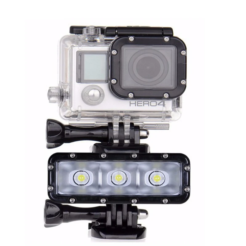 Hero5 водонепроницаемая светодиодная вспышка + аккумулятор hero3 для GoPro Hero 5 4 Session 3 SJCAM