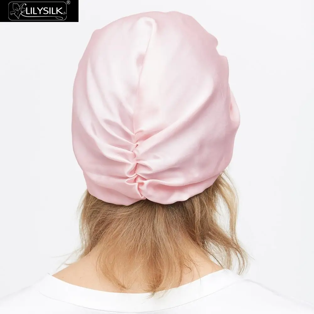 LilySilk шелковая шапочка для сна Классическая плиссированная шапка для волос один размер Женская Новинка