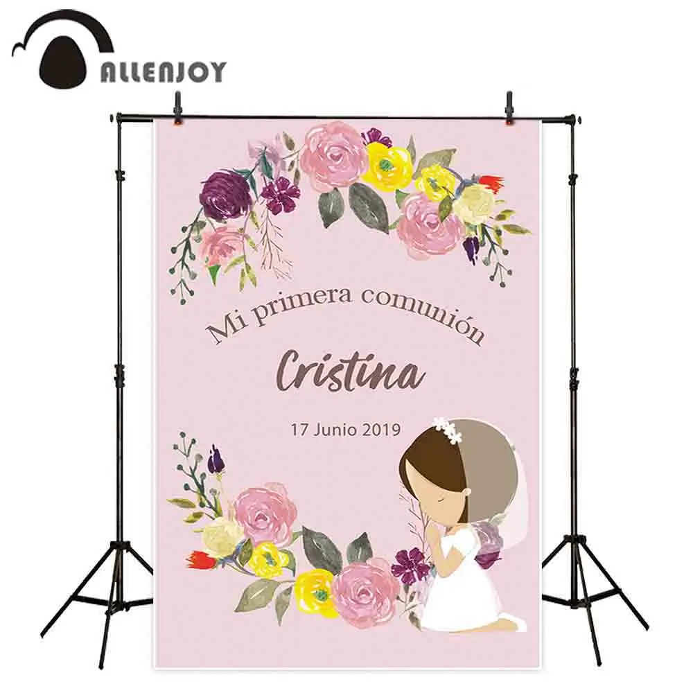 Allenjoy Святое Причастие украшения фон фотографии розового цвета с цветочным