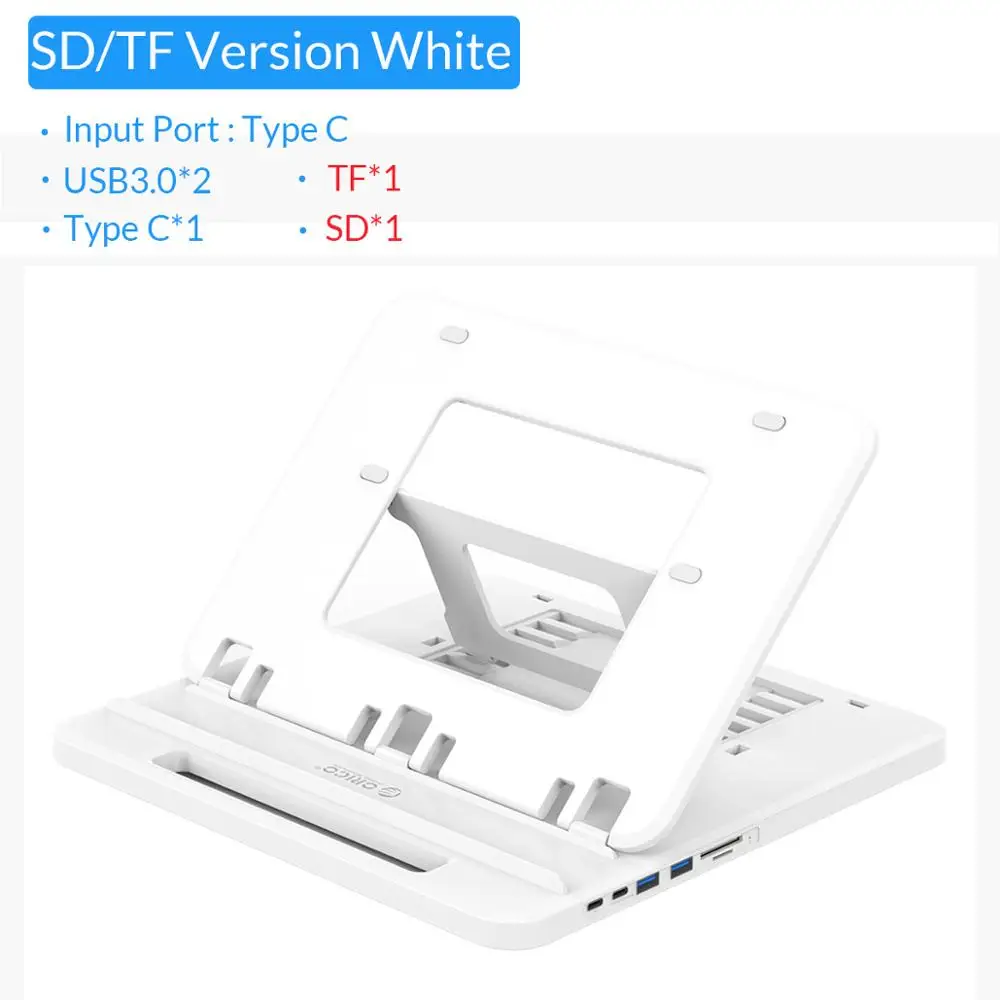 ORICO Универсальный держатель для планшета, ноутбука, подставка, 3 порта, USB3.0, док-станция с держателем, PD Зарядка для iPad, iPhone, планшета, ноутбука - Цвет: SD TF Model White