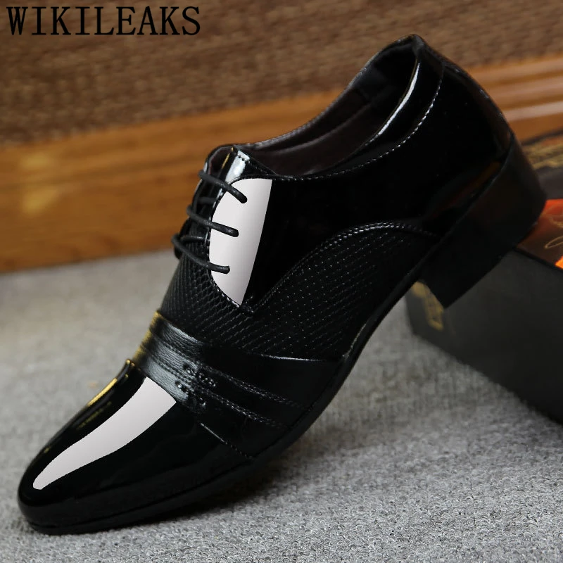 Туфли оксфорды мужские из лакированной кожи костюм для парикмахера Классическая