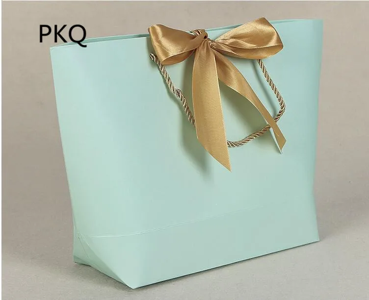 light blue Новые свадебные подарочные пакеты цветная упаковка коробка с лентой день рождения подарочный мешок бумажный настоящий мешок для конфет/одежда 20шт - Цвет: light blue