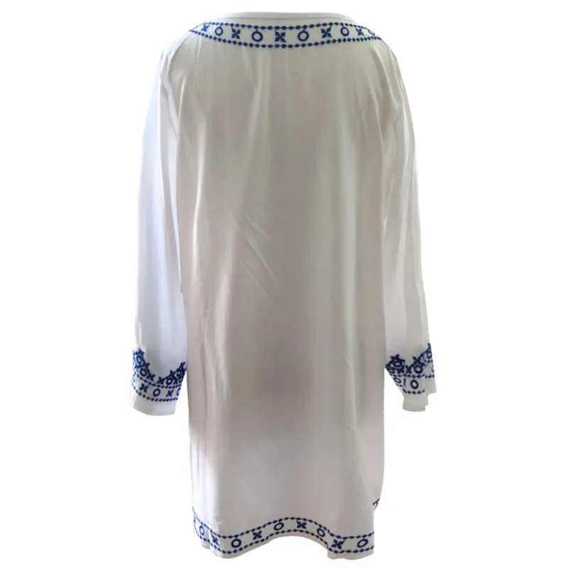 Женское платье модный сексуальный топ с вышивкой блузка принтом пляжное большое