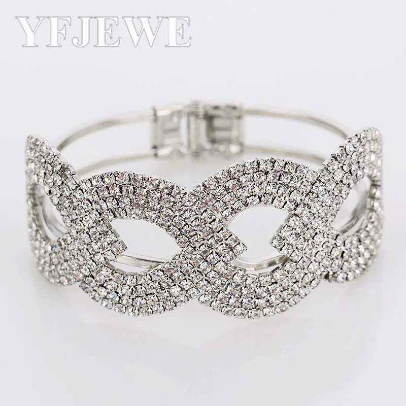 2017 Роскошные хрустальные браслеты для женщин Серебристые и свадебные ювелирные