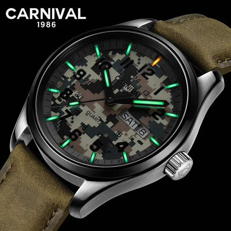 Швейцарские кварцевые часы Tritium T25 светящиеся мужские спортивные карнавальные