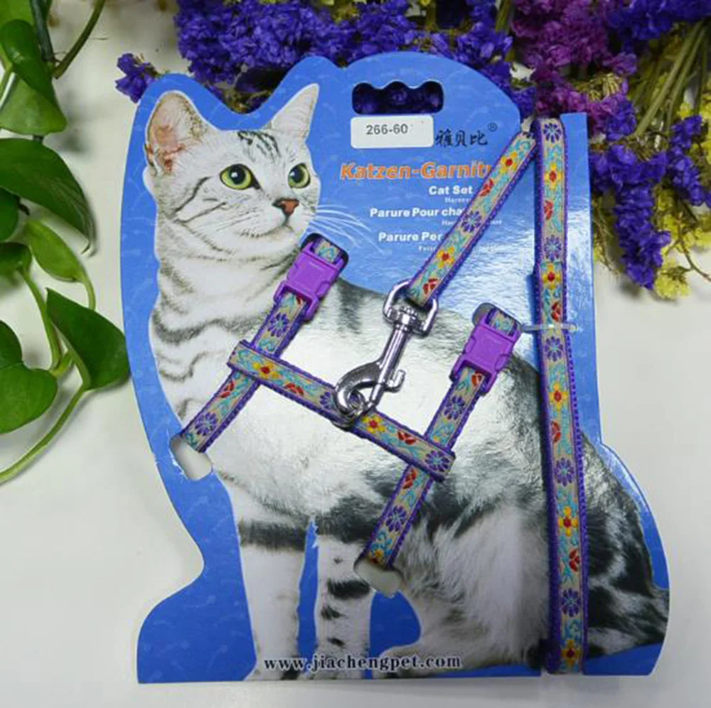 

500 pcs/lot Nylon Products For Pet Cat Harness And Leash Adjustable Pet Traction Harness Belt Cat Kitten Halter Collar